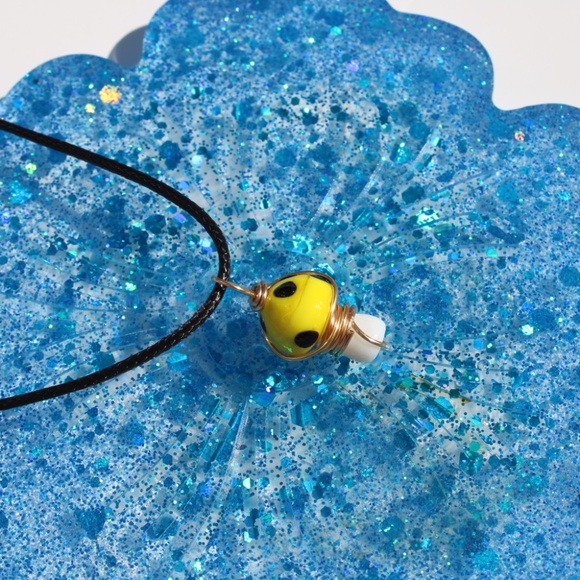 Yellow Mushroom Pendant Necklace - Picture 4 of 6